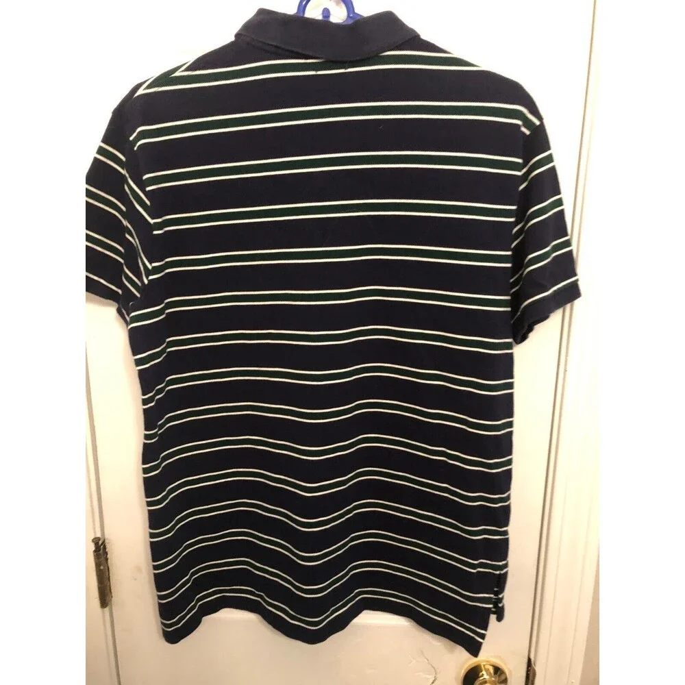 Polo Ralph Lauren‎ Custom Fit Shirt Men's L Navy Blue Striped Red Pony